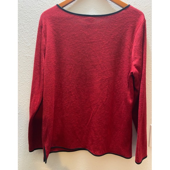 WEEKENDS BY CHICOS Top Women's 2/L Knit Boat Neck Long Sleeve Red - Picture 2 of 6